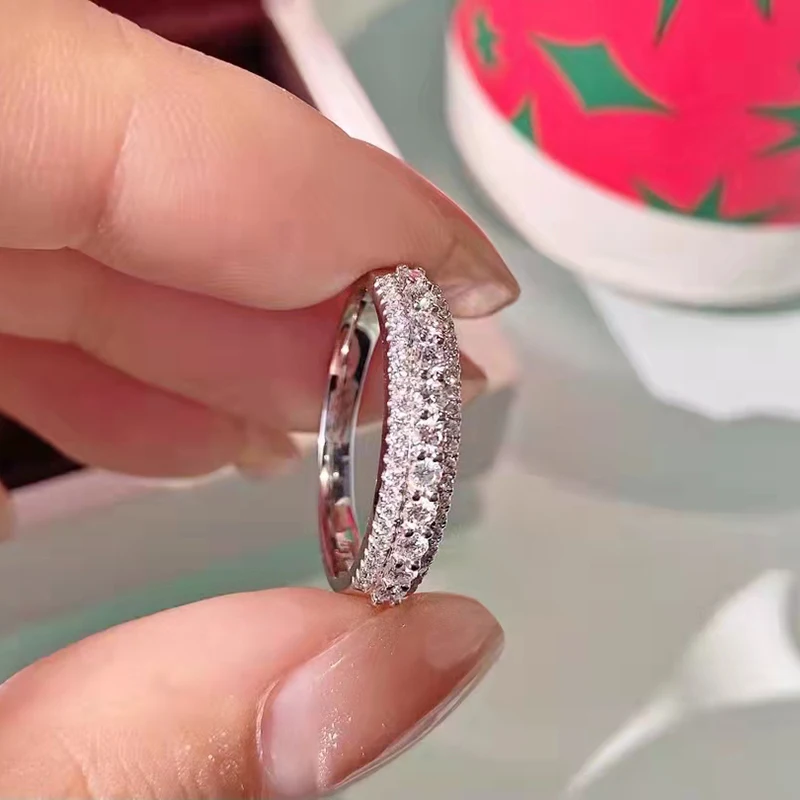 0 5 карат 18k белое золото обручальные кольца для женщин Настоящая Натуральная