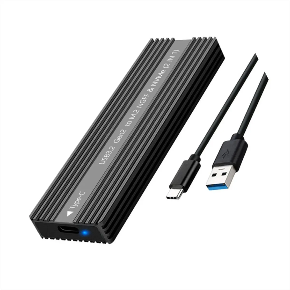 Фото НОВАЯ АКЦИЯ: Корпус для M.2 SSD USB 3.2 Type-C, металлический, с охлаждением, поддержка SATA/NVMe, для двух протоколов, модель B №2