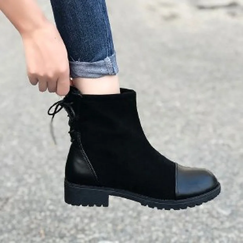 

Autumn Women's Ankle Boots Black 2021 Fashion Winter Warm Fur Motorcycle Non-slip Waterproof Women's Platform Boots Shoes A