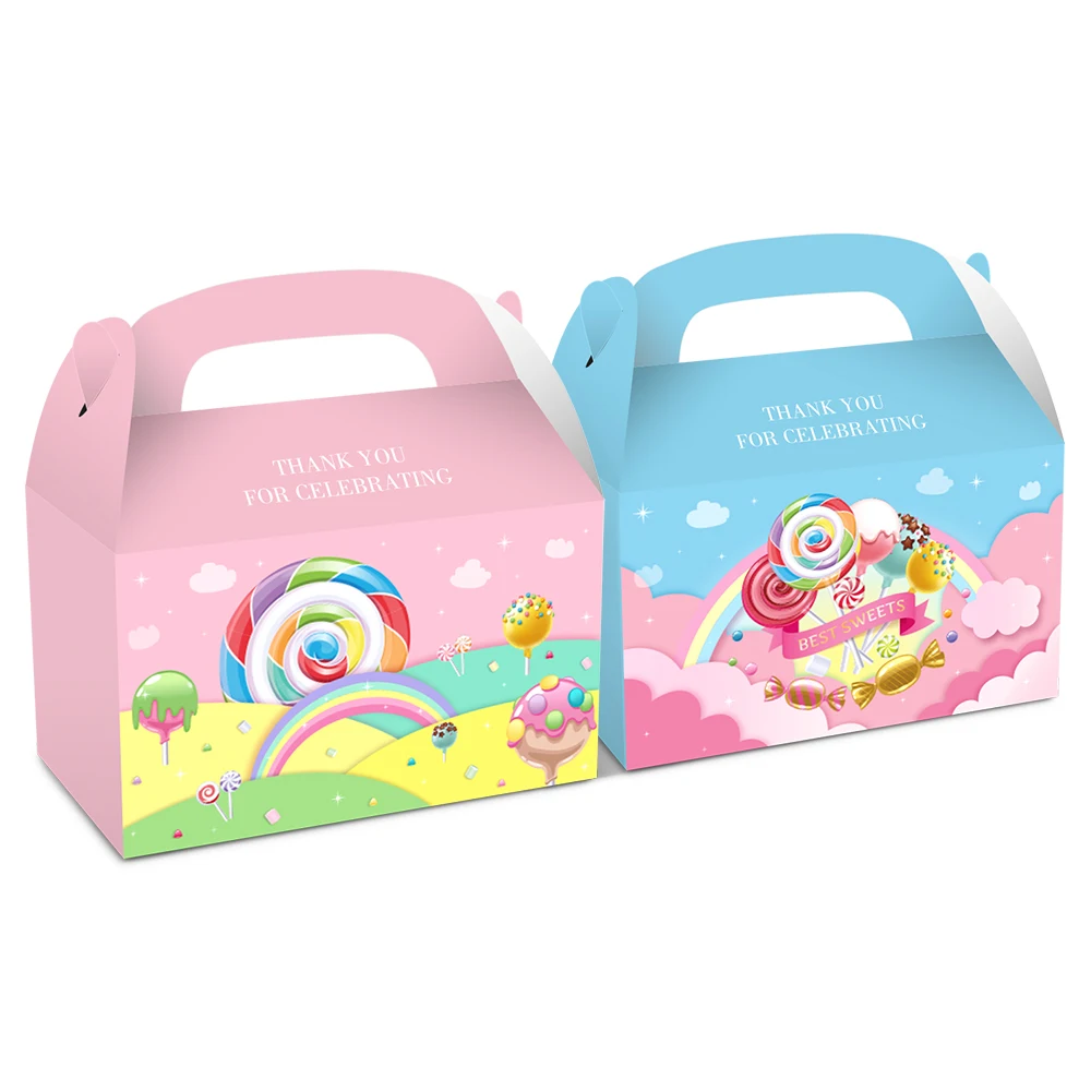 

DD014 4Pcs Girl Sweet Candy Lollipop Birthday Party Cake Candy Packing Gift Bags Portable Favor Box for Baby Shower Party Decors