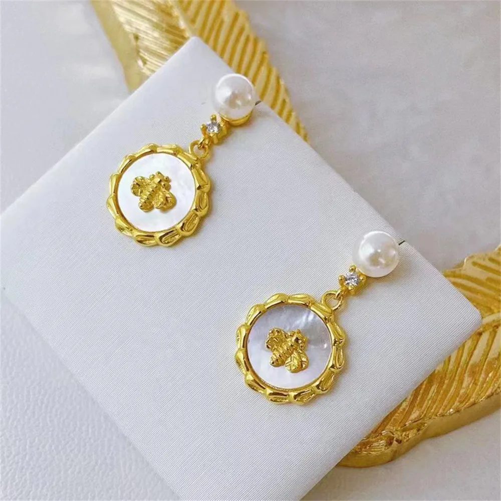 

DIY Pearl Earnail Accessories S925 Sterling Silver Jewelry Fashion Shell Earrings Women's Empty Fit 5-6mm Beads