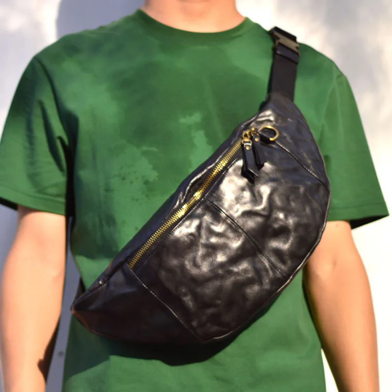 Мужская кожаная сумка через плечо AETOO многослойная Модная брендовая сумочка из