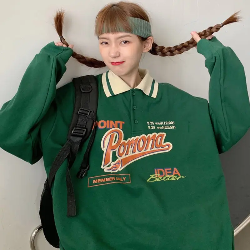 Женская толстовка с длинным рукавом розовая Свободная Толстовка большого