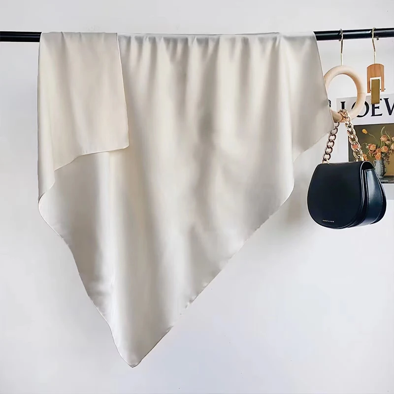 Женский шарф для волос однотонный платок на голову квадратный 90*90 шелковая