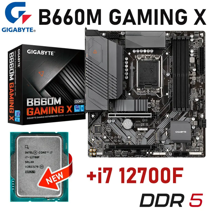 

Комплект материнской платы B660 Gigabyte B660M GAMING X DDR5 + Intel Core i7 12700F CPU DDR5 i7 Combo Micro ATX LGA 1700 128 ГБ, новый комплект Поддержка процессора i3 12100 i5 12400 i7 12700 i9 ...