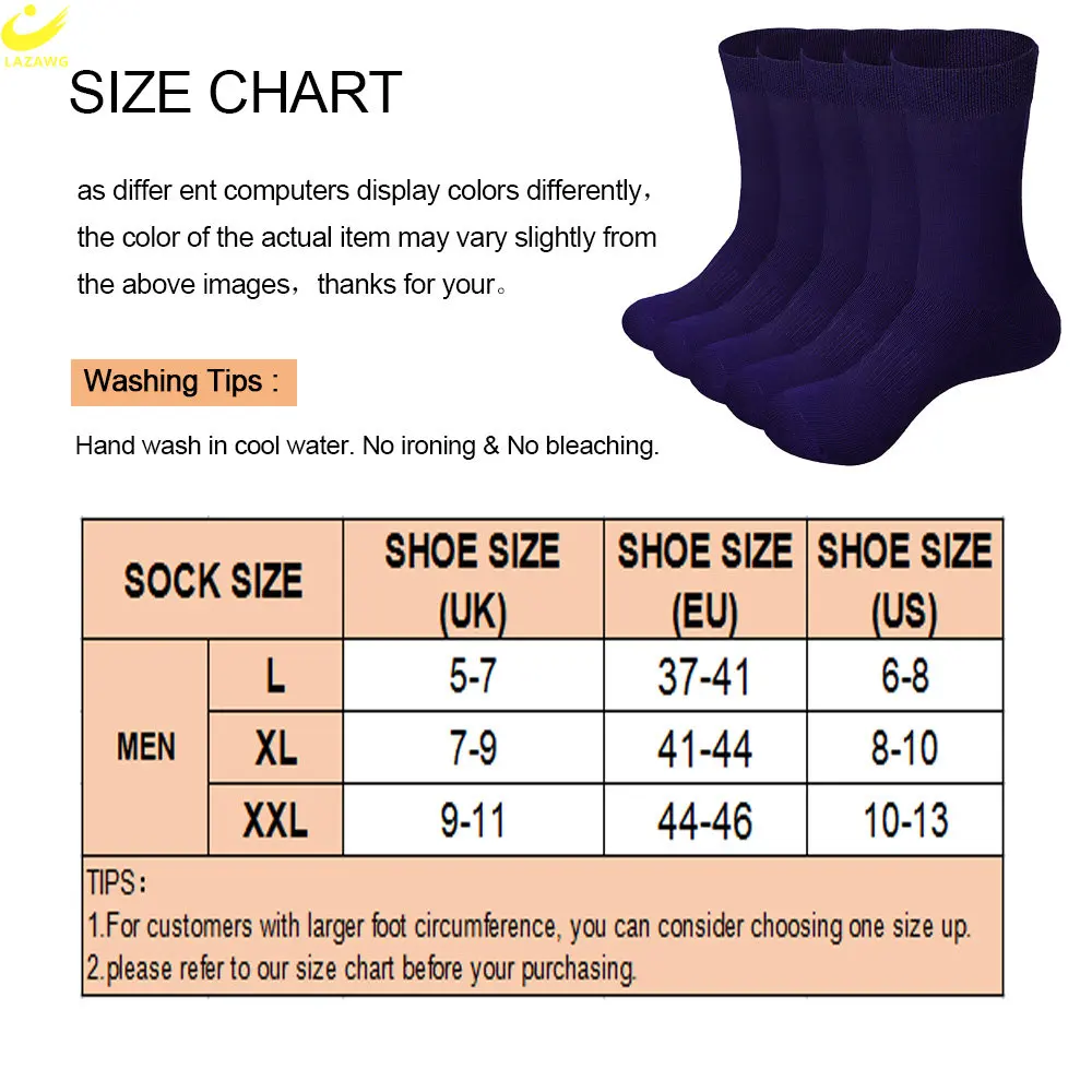 LAZAWG 5 Pair Men's Bamboo Fiber Socks Harajuku Retro Breathable Business Man Socks Black Long Sock Deodorant Gift