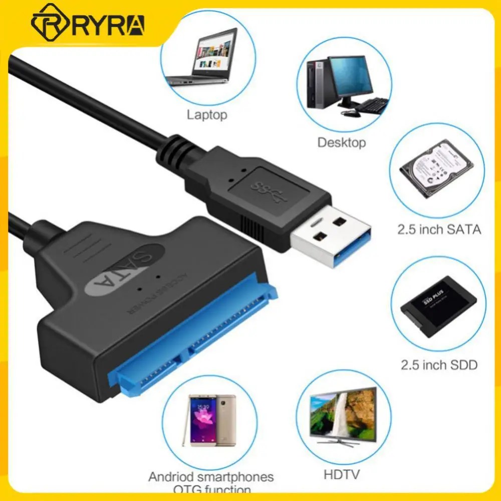 

Компьютерный кабель-адаптер RYRA USB 3,0, Разъемы Usb 2,0 Sata, кабель до 6 Гбит/с, поддержка внешнего SSD жесткого диска 22 Pin Sat