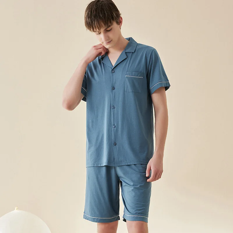 Pajamas for Women's Summer Pure Cotton Short-sleeved Shorts Solid Color Simple Summer Home Service Suit Breathable Loungewear