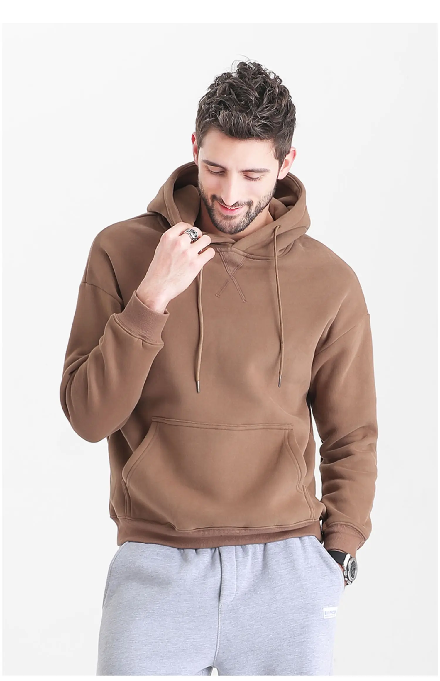 

2215 2022 Spring new plus velvet thick men's casual hoodie