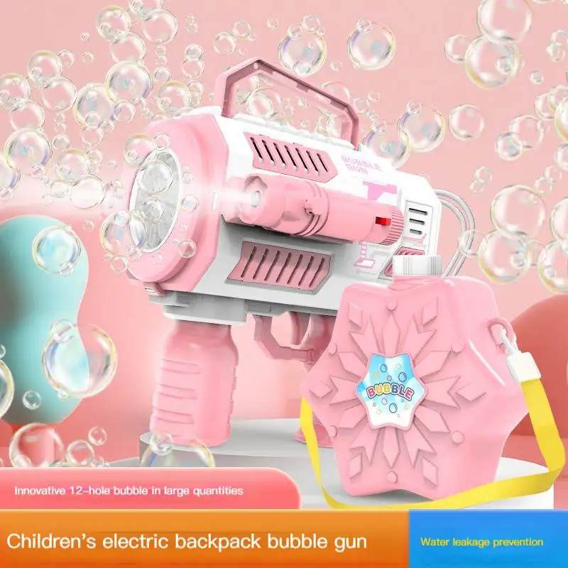 

Automatic bubble gun 12 hole bubble machine bazooka children's toy birthday gift with music built-in bubble water