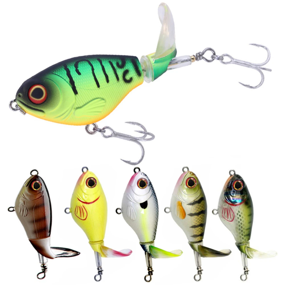 

1PCS 17g/75mm Topwater Fishing Lures Whopper Popper Artificial Bait Hard Plopper Soft Rotating Tail Fishing Tackle Fishing Baits