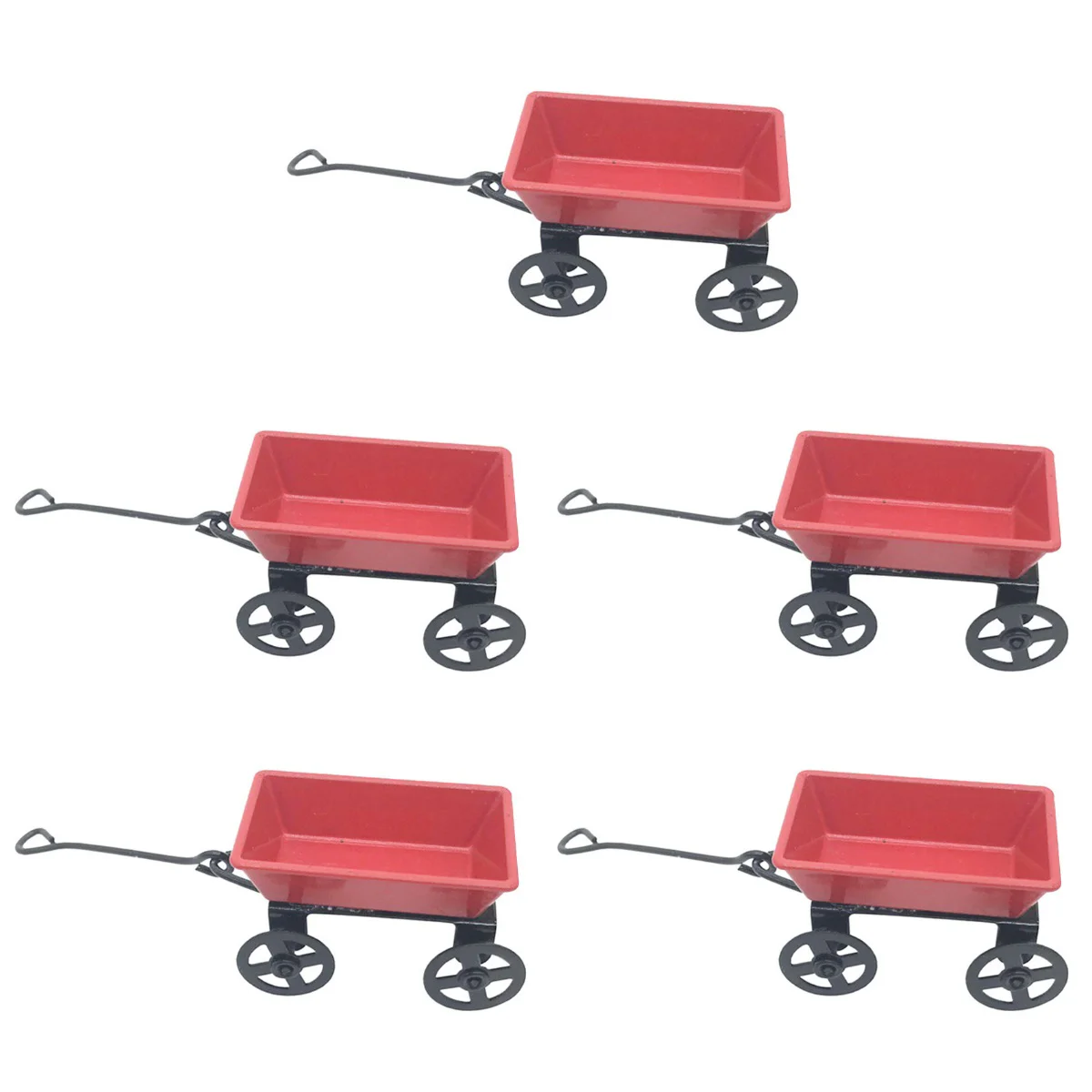 

5pcs Dolly House Cart Min Garden Cart Miniature Cart Mini House Decor Micro landscape Prop for Toy House
