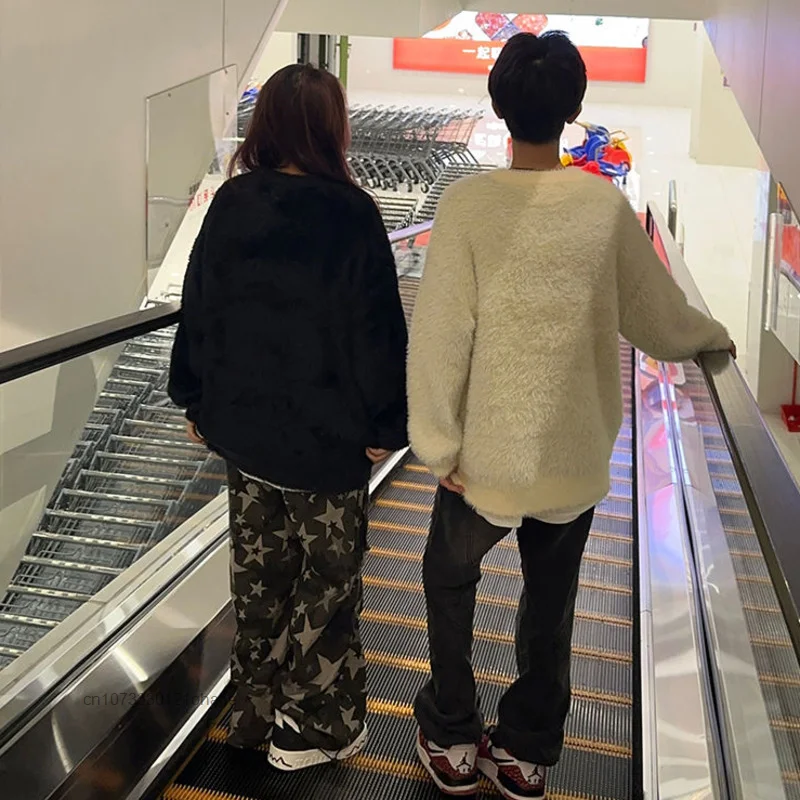 Вязаный свитер Sanrio Kuromi в стиле Хэллоуина новинка для пар Осень-зима Свободная