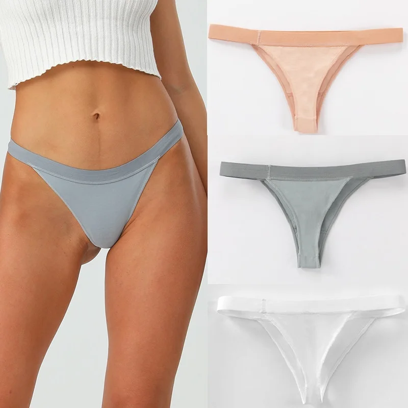 

3Pcs Summer Bikini Womens 40Yarn Cotton Sexy Low-Rise G-String Gentle Soft Comfortable Panties Plus Size Briefs Wholesale Lots