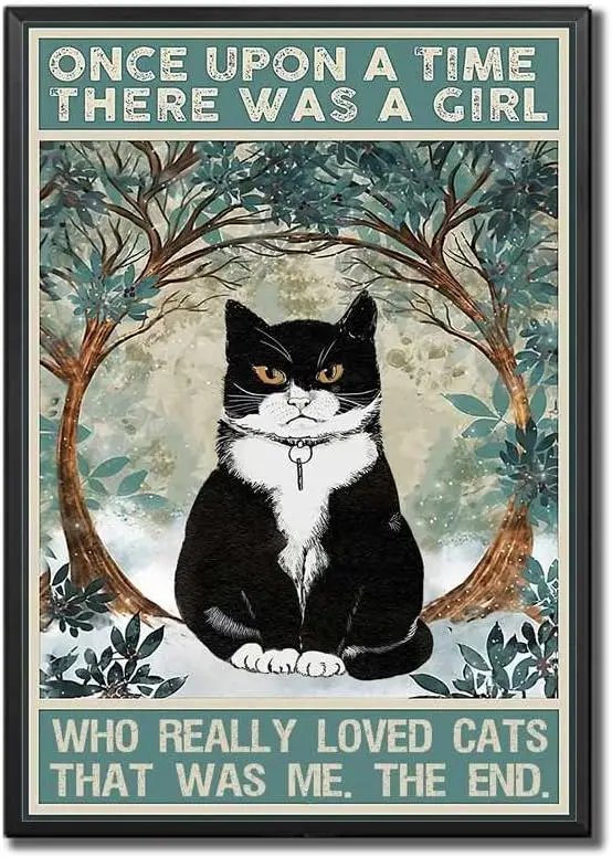 ELIPOS кошки же девушка она действительно любит черный кот фреска и винтажная
