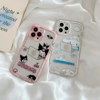 sanrio cute kuromi luminous phone case for iphone 13 12 mini 11 pro x xr xs max 7 8 6 plus silicone transparent soft case