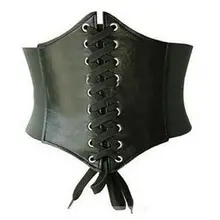 Ceinture corset élastique en Faux cuir pour femmes, ultra large, à nouer à l'avant, décoration de vêtements pour filles