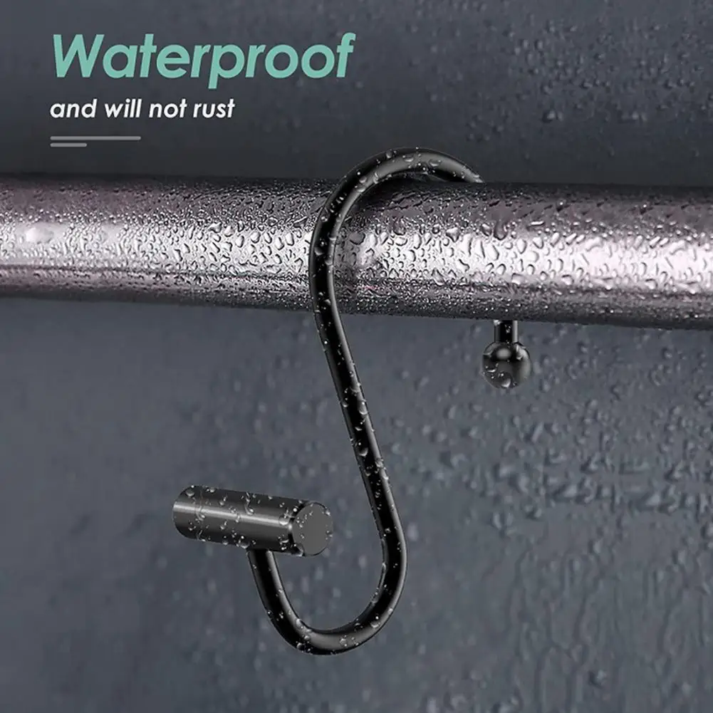 

Unique Bathroom Hook T-bar Silent Home Washroom Shower Curtain Ring Reusable Curtain Hanging Hook Household Supplies