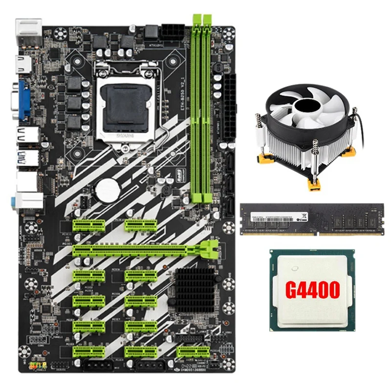 

Материнская плата B250 BTC для майнинга с 4400CPU + 8G DDR4 RAM + Fan 12 PCI-E слотов LGA1151 DDR4 RAM SATA3.0 USB3.0 VGA + HD для BTC