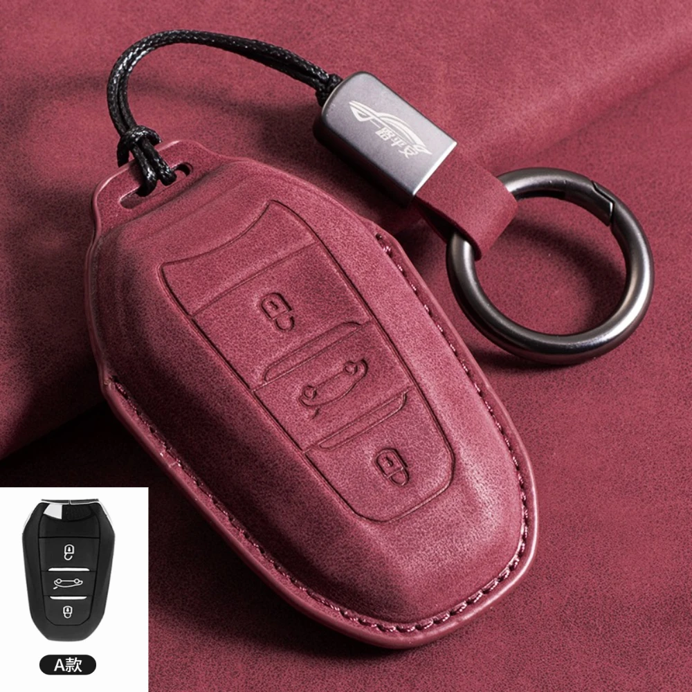 Фото Новый кожаный чехол для ключей от машины для Peugeot GTLine 207 307 407 208 308 408 508 2008 3008 4008 5008 RCZ Автомобильный брелок для ключей №1