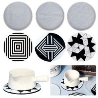 diy round coaster tray silicone mould 3d art pattern gypsum coaster resin mould home decoration table anti scalding mat