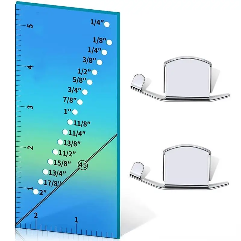 

2Pcs Magnetic Seam Guide with Seam Allowance Ruler Sew Guide Gauge for 1/8 to 2 Inch Straight Line Hems Sewing Quilting Tools