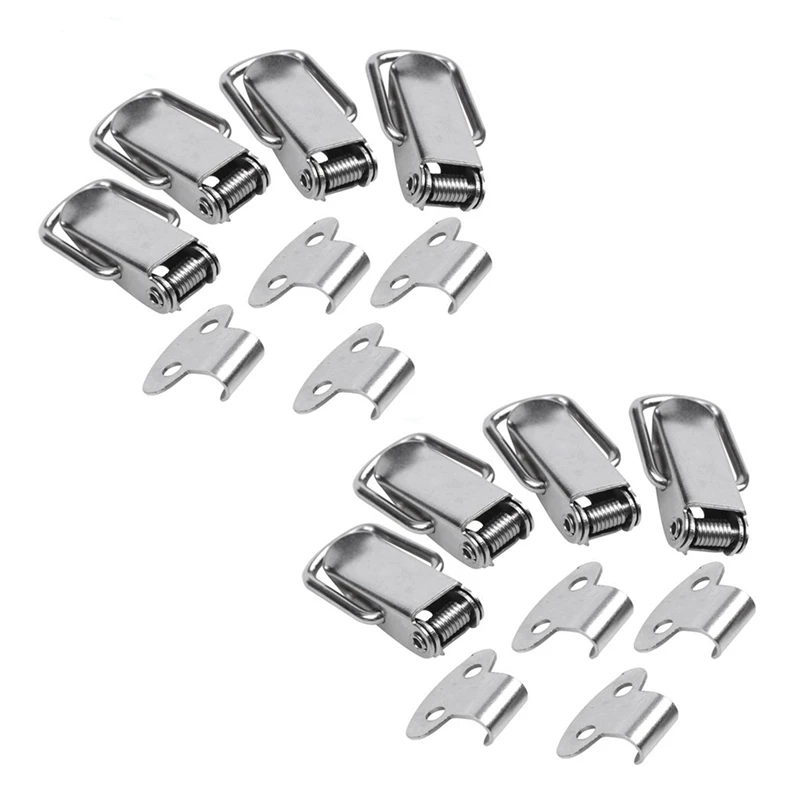 

Cabinet Silver Tone Spring Loaded Toggle Switch Latch Hasp 8 Pcs