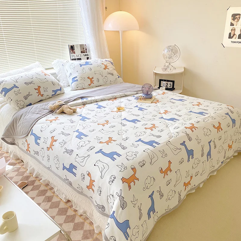 

Cotton Summer Quilts Home Soft High Quality Thin Blanket Cartoon Queen Double King Size Duvets Big Size for Adults Bed 200*230cm