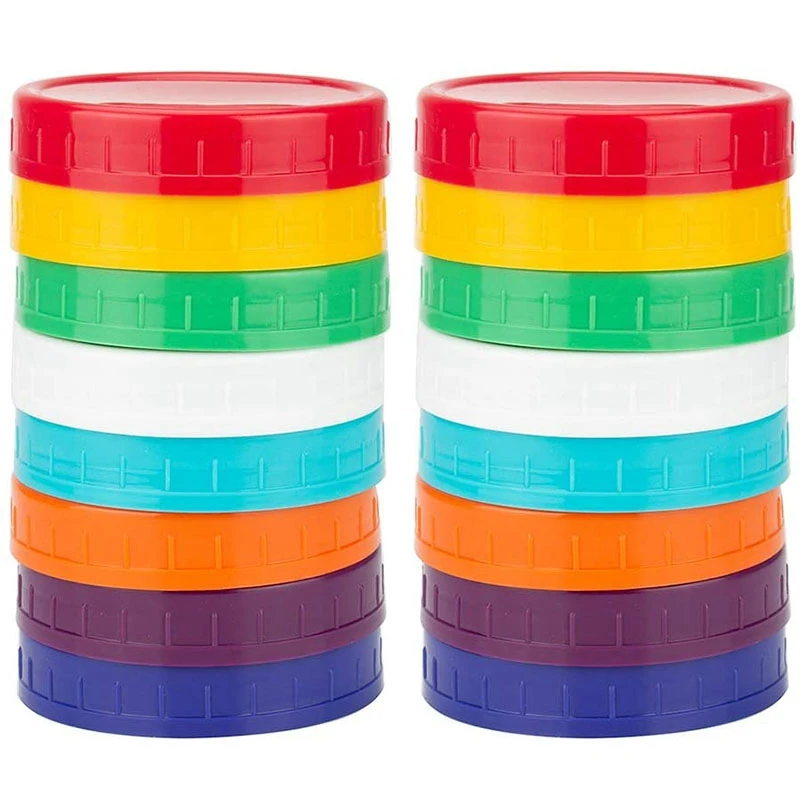 

16 упаковок пластиковых крышек для банок-цветные крышки для банок Mason 100% совместимы с банками для банок Ball Kerr Wide Mason (с широким горлышком)