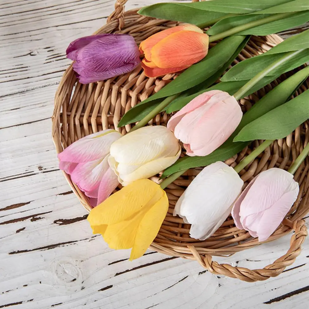 

2Pcs Fake Flower Real Touch Decorative Multicolor Easter Spring Tulip Artificial Flower Home Decor