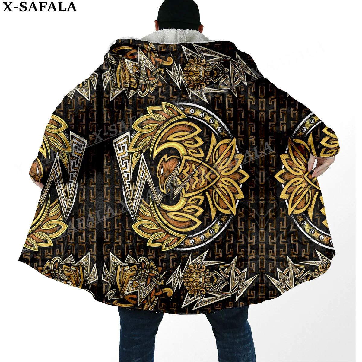 Мужской плащ с капюшоном HULINHJALMUR FENRIR'S гнев толстый теплый ветрозащитное