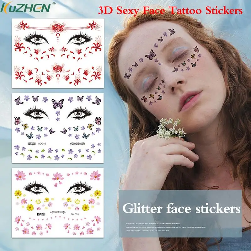 

Temporary Rhinestone Glitter Tattoo Stickers Face Sticker Decoration Festival Party Makeup Flash Temporary Tattoos