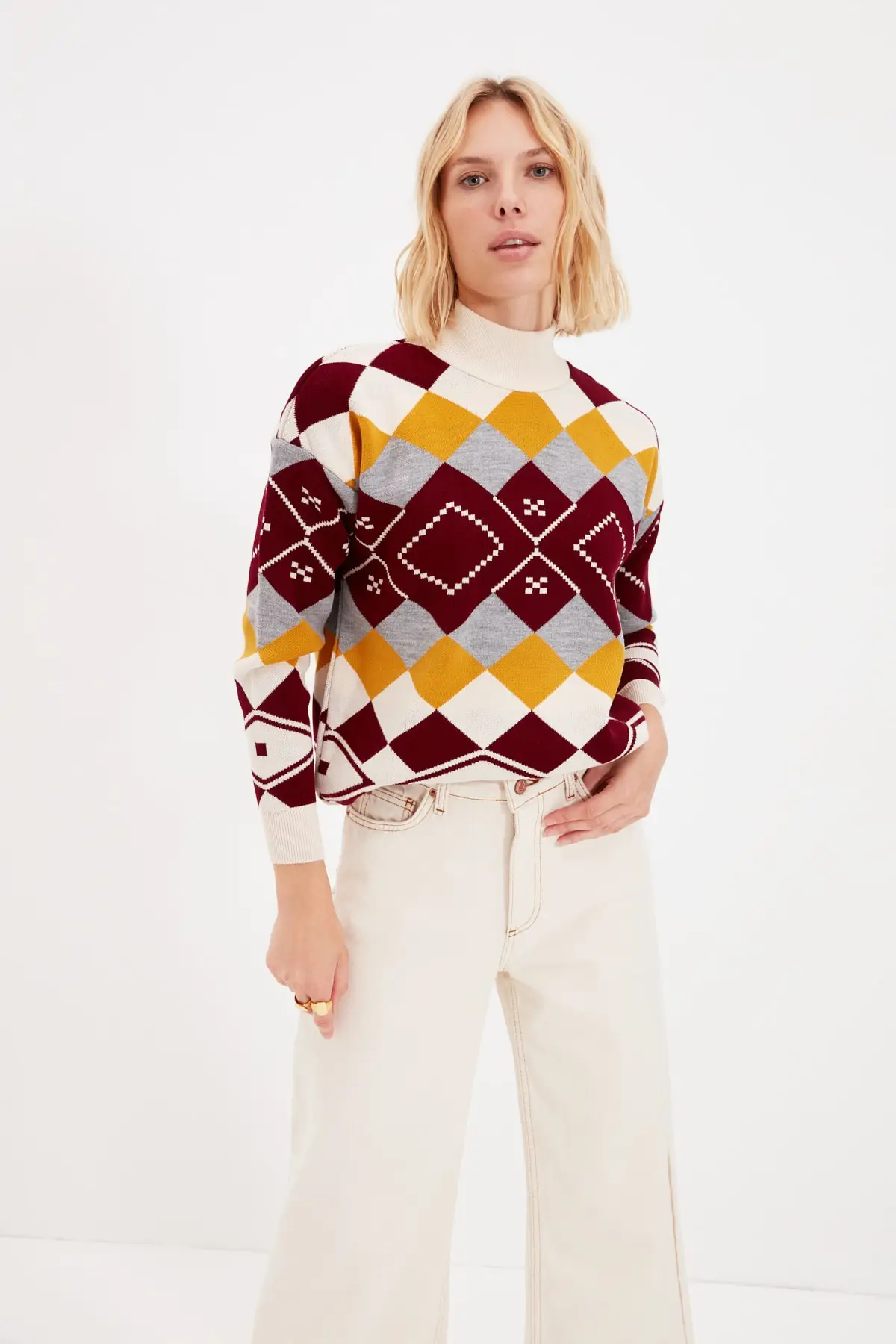 

Trendyol Jacquard Upright Collar Knitwear Sweater TWOAW22KZ0906