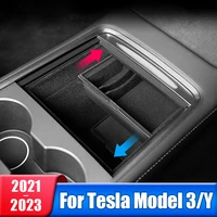 before central armrest storage box center console flocking abs organizer for tesla model 3 model y 2021 2022 2023 accessories
