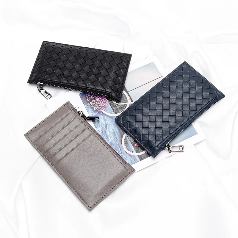 New Women Wallets Zipper Genuine Leather Coin Purse Ultrathin Organizer Case Wallet Multi-card Bit Bank Cards Holder Card Case