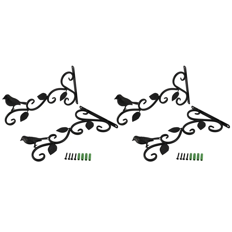 

Wall Hook Hanging Plant Bracket 4 Pack 11.8Inch Iron Bird Feeders Hook Hanger For Flower Baskets, Feeders,Street Lights