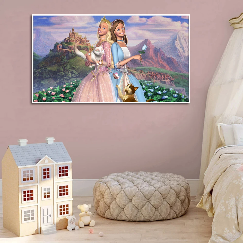 Постер Принцессы Барби и паупер Настенная картина Miniso Картина на холсте с милым