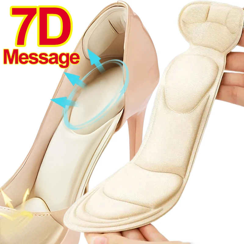 

7D Memory Foam Insole Pad Inserts Heel Post Back Breathable Anti-slip for High Heel Shoe 2 IN 1 Insert Protector Shoes Insoles