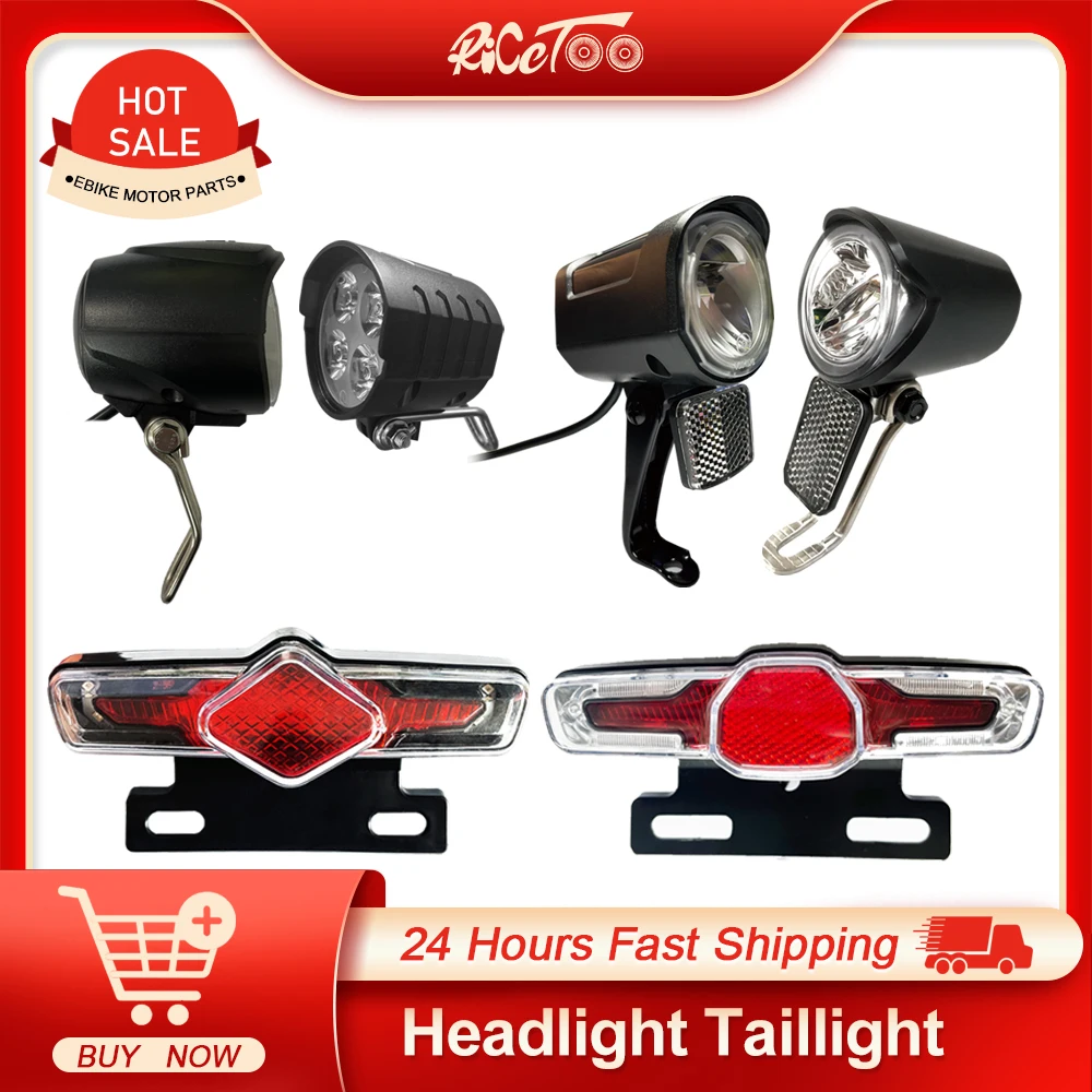Купи Ebike Light Electric Bicycle Headlight with Horn Taillight Front Rear Light LED Electric Bicycle Parts Accessories за 547 рублей в магазине AliExpress