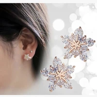 winter snowflake earrings with dazzling glass filled cubic glass filledia 3 metal colors delicate earrings for women jewelry