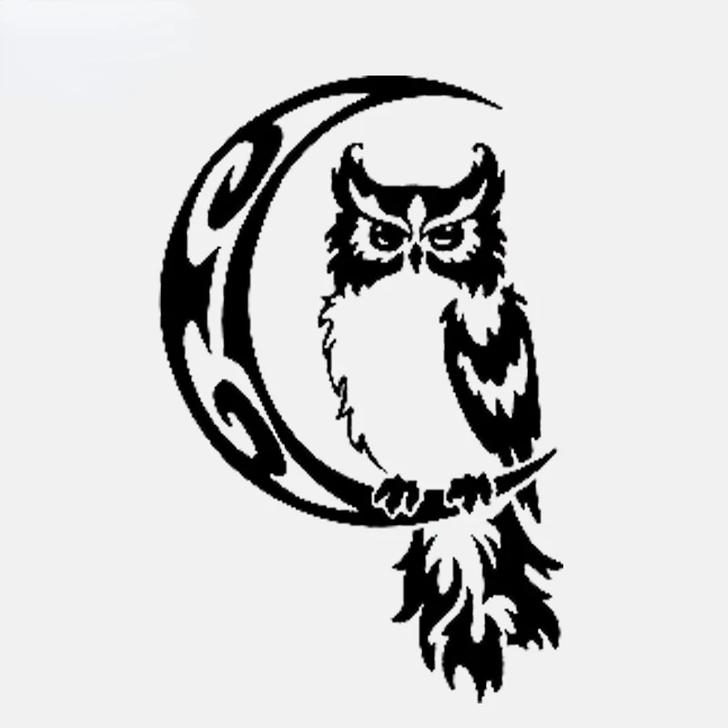 

Animal Owl Bird on Moon Tribal Pattern Vinyl Black/Silver Creative Car Sticker 8.4CM*13CM