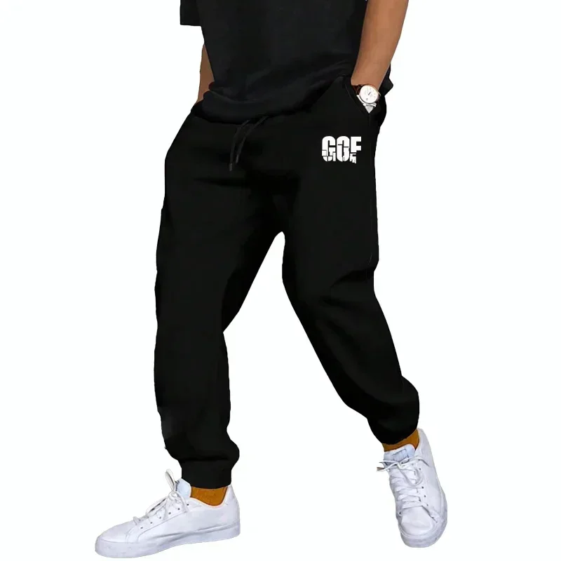 Trending Men's GOF Printing Pants Jogging Tracksuit Trousers Autumn Versatile Soft Street Hot Elastic Waist
