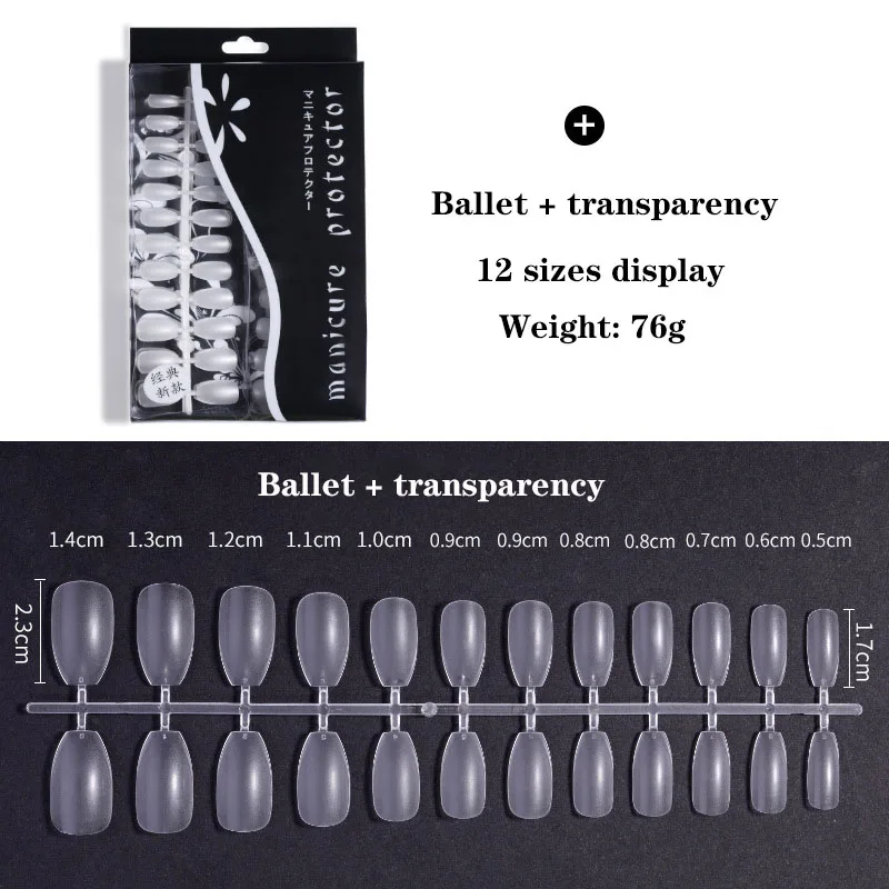 

288 pieces of white transparent round head water drop fake nails ultra-thin and traceless full-stick natural manicure
