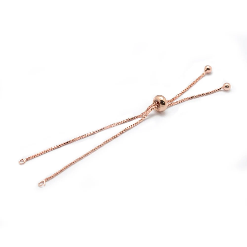 

1-2pcs Electroplate Brass Chain Bracelet Long-Lasting Plated Slider Bracelets Making Cadmium&Lead Free Real Rose Gold Plated