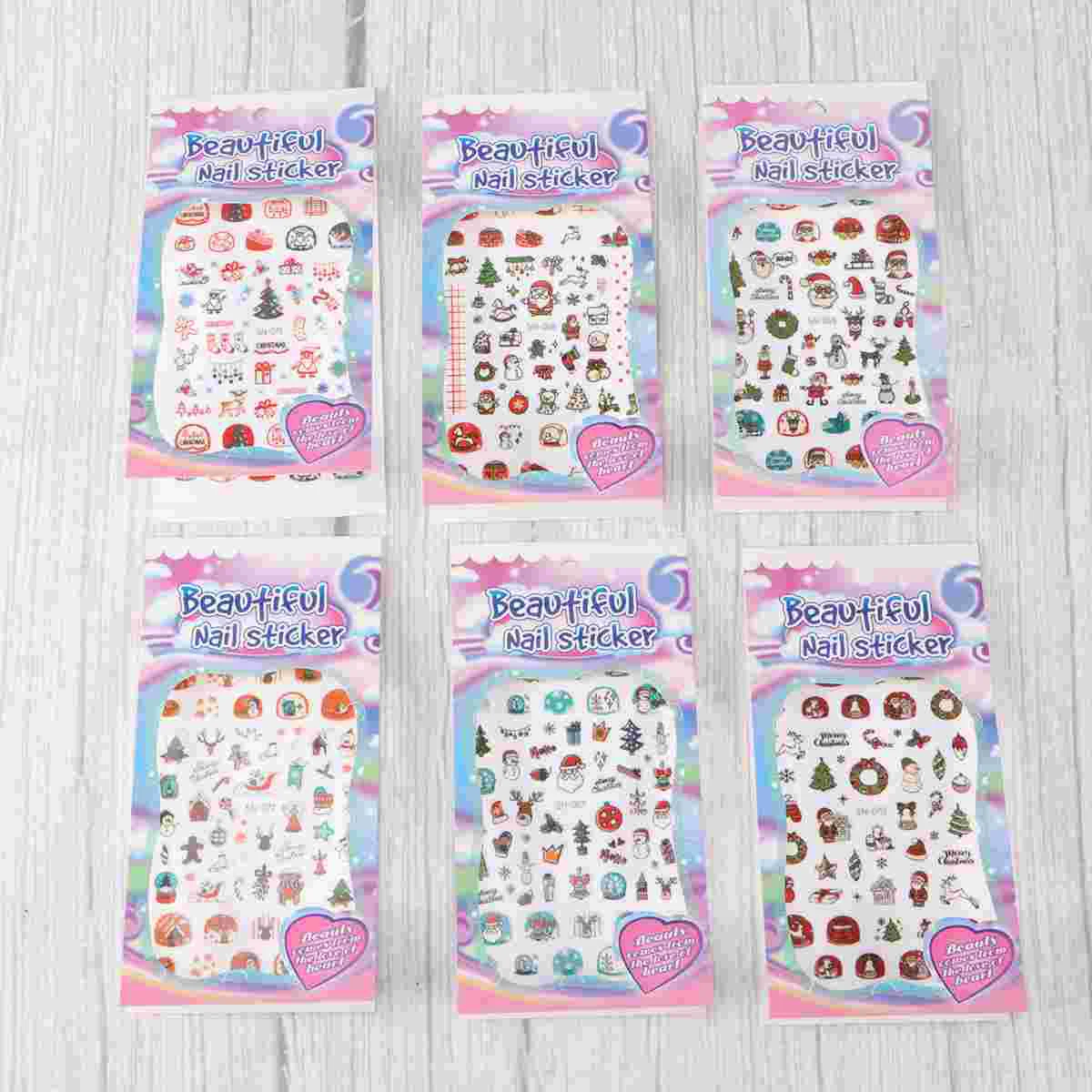 

6 Sheets Snowflake Nail Sticker Santa Nail Sticker DIY Nail Design Nail Sticker Christmas Nails Decoration