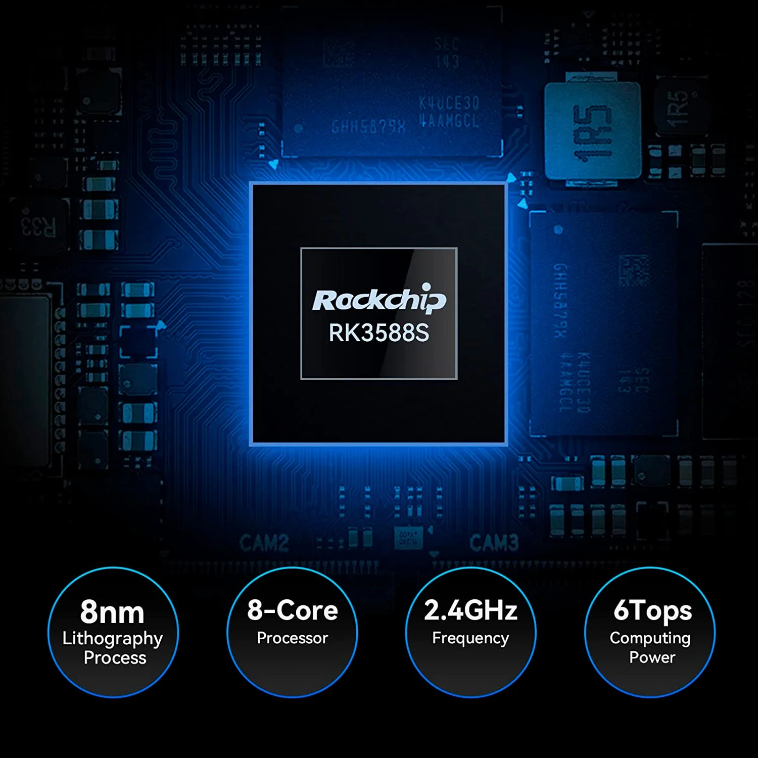 Одноплатный компьютер Khadas Edge2 RK3588S 2 25 ГГц 8-ядерный 64-битный процессор 4-ядерный