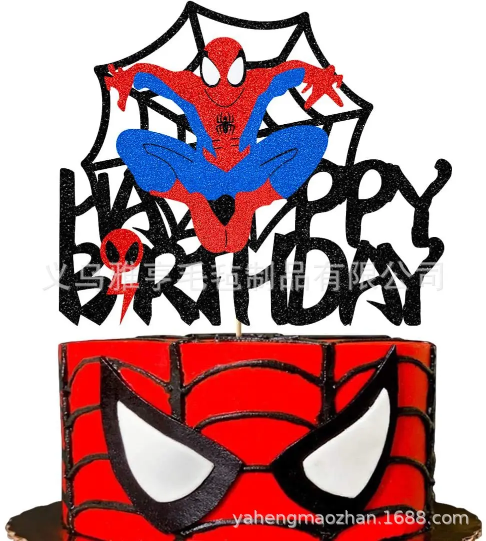 

Spiderman Theme Children Birthday Party Cake Decoration Dessert Table Birthday Cake Decoration Insert Card Kids Toy Gift Marvel