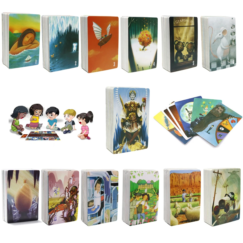 

tell story DlXlT board games, 84 playing cards, illustration imagination education card game for kids adult friends family party