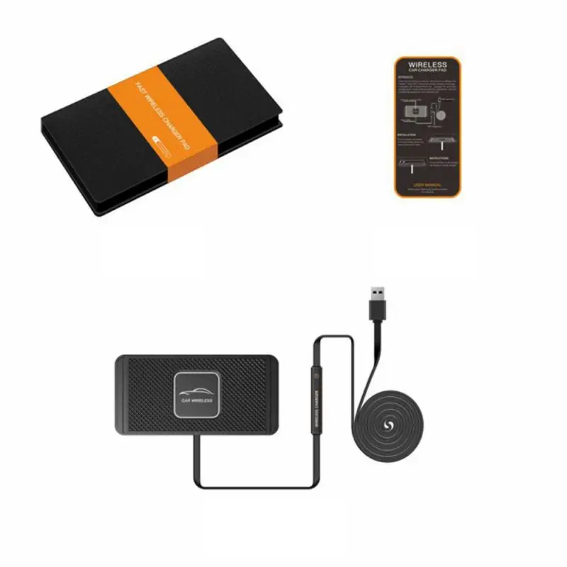 

2 In 1 Car Qi Wireless Charger Pad Dashboard Holder Anti-skid Mat Fast Charging Dock Station Phone Charger For IPhone Samsung