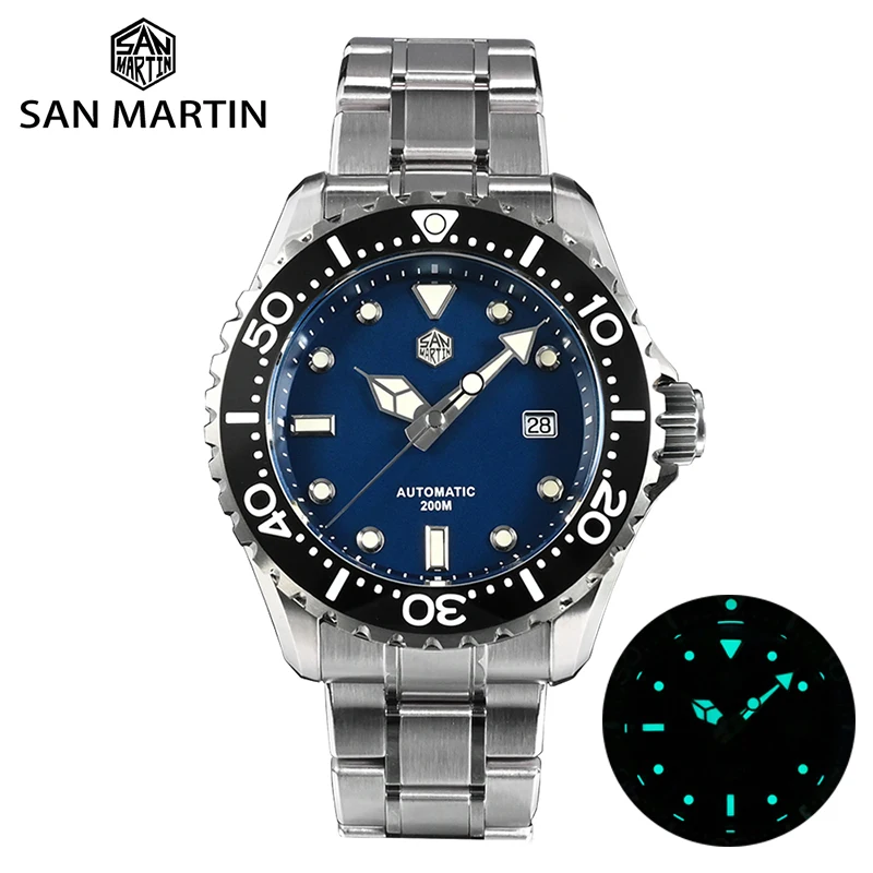 

San Martin Diver Watch 44mm Classic Luxury Men Watch High Quality Automatic Mechanical Watches Sapphire Glass Date 20Bar Lume
